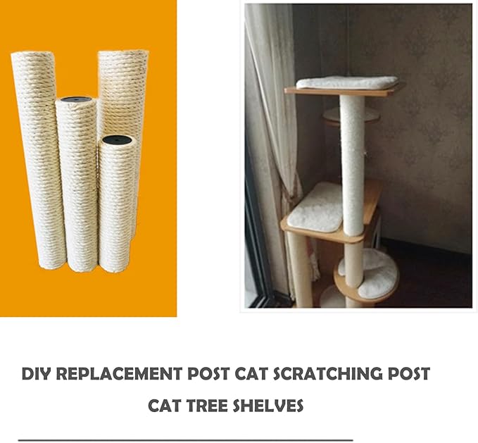 2Pcs M10 Cat Tree Replacement Post - 10mm Bolt Sisal Cat Scratching Post Replacement Pole DIY M10 Bolt Sturdy PVC Tubes Screws Included (3.35 * 11.8")