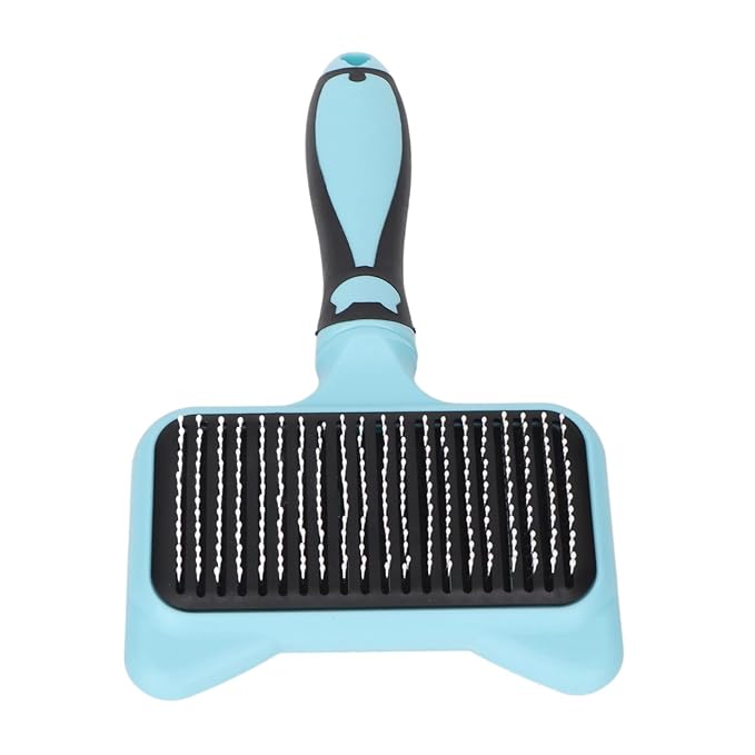 Cat Brushes for Domestic Cats - Cat Grooming Brush 140 Degree Curved Teeth Massage Function Pet SelfCleaning Brush with Resin Point (Blue)