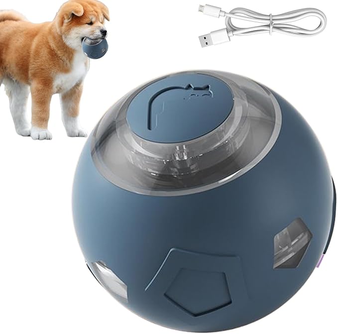 Genérico Moving Dog Ball - Electric Pet Toy | Rechargeable Quiet Dog and Cat Ball with LED Lights For Puppies Cats Aggressive Chewers Indoor Games Interactive Pet Supplies