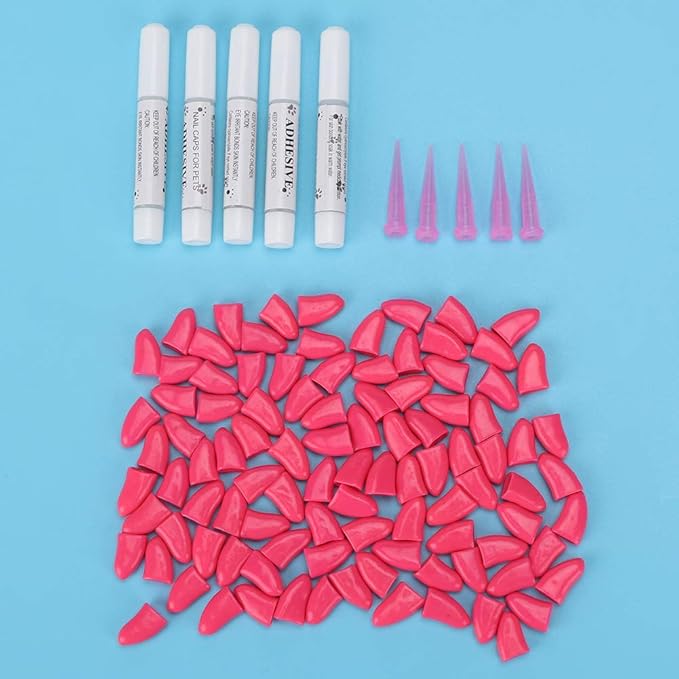 Zerodis Dog Daily Supplies Soft PVC Claw Protectors for Furniture Scratch Prevention with Adhesive Glue Applicator for Small Medium Large Dogs 100Pcs Dog Nail Caps Pet Nail Grooming (L)