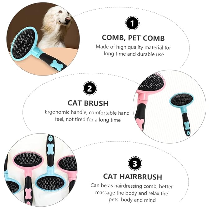 Happyyami Cat Brush Pet Comb Cat Hairbrush Cleaning Brush Massage Pet Body Fur Grooming Tool