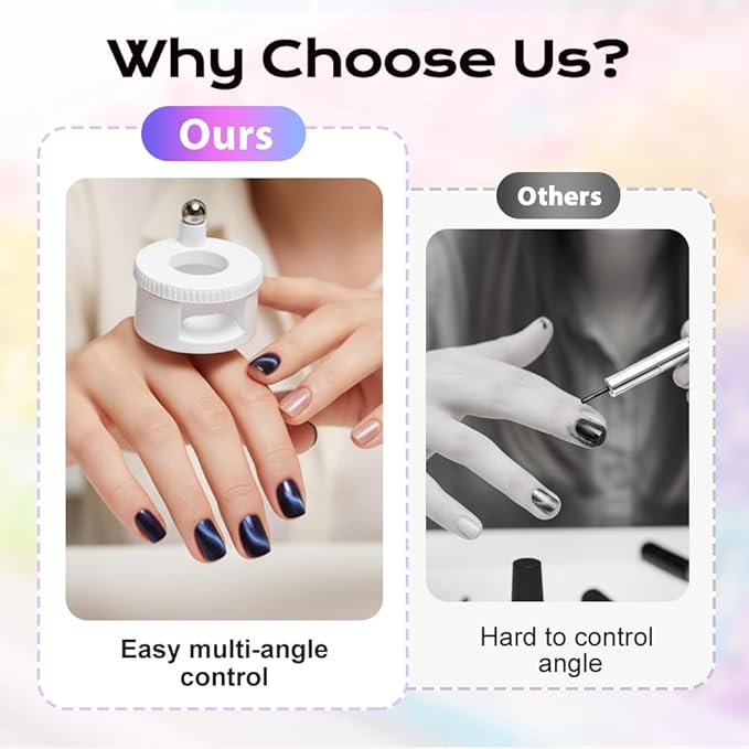 2026 New Rotating Cat Eye Magnet, Beginner-Friendly Nail Tool with Magnetic Force, Easy DIY Glossy Cat Eye Effect (Pink - Steel Ball)
