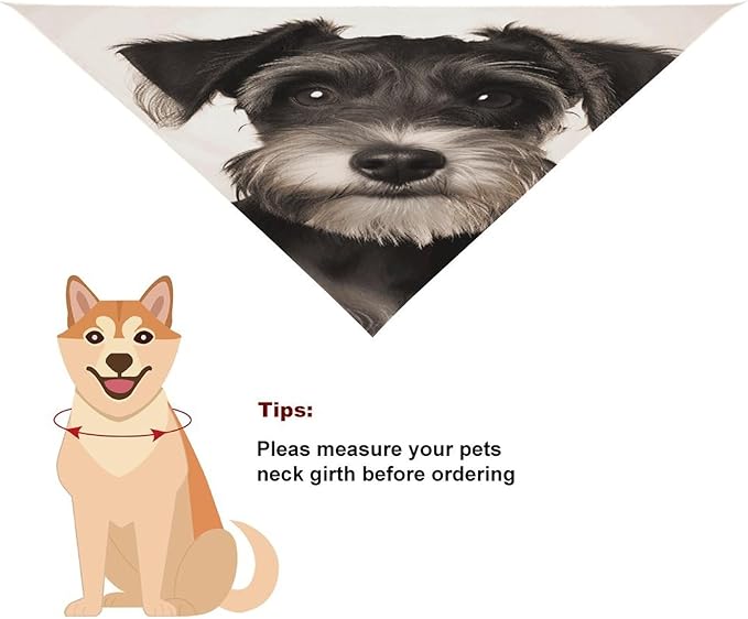 Dog Bandana Spring Pet Scarf Adjustable Triangle Cute Schnauzer Printing Dog Bib Washable Polyester Puppy Bandana for Small Medium Large Dogs Cat Birthday Party Supplies