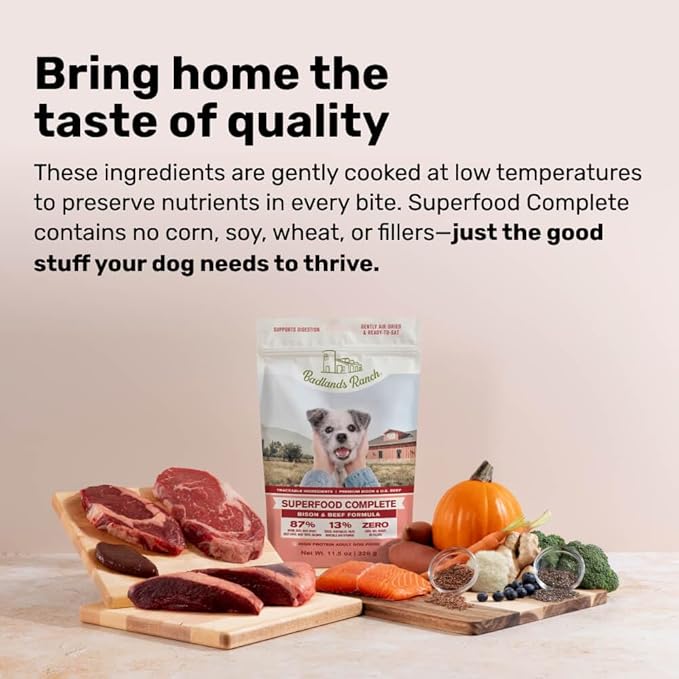BADLANDS RANCH by Katherine Heigl – Superfood Complete Air-Dried Beef & Bison Dog Food – High Protein with Superfoods for Daily Wellness & Consistent Nutrition – 11.5 oz