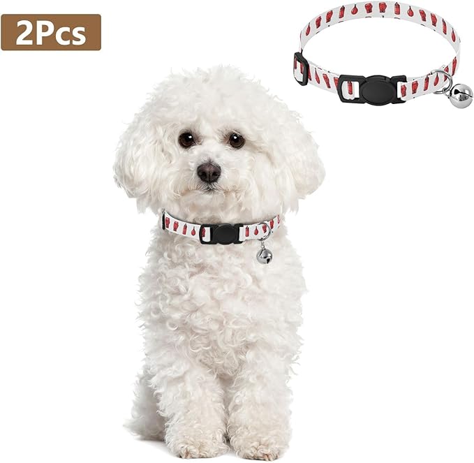 Dog Collar Boxing Bag White Pattern Dog Collars Cute Puppy Collar Adjustable Cat Pet Collar for Dogs Cats Pets Supplies 2 Pack