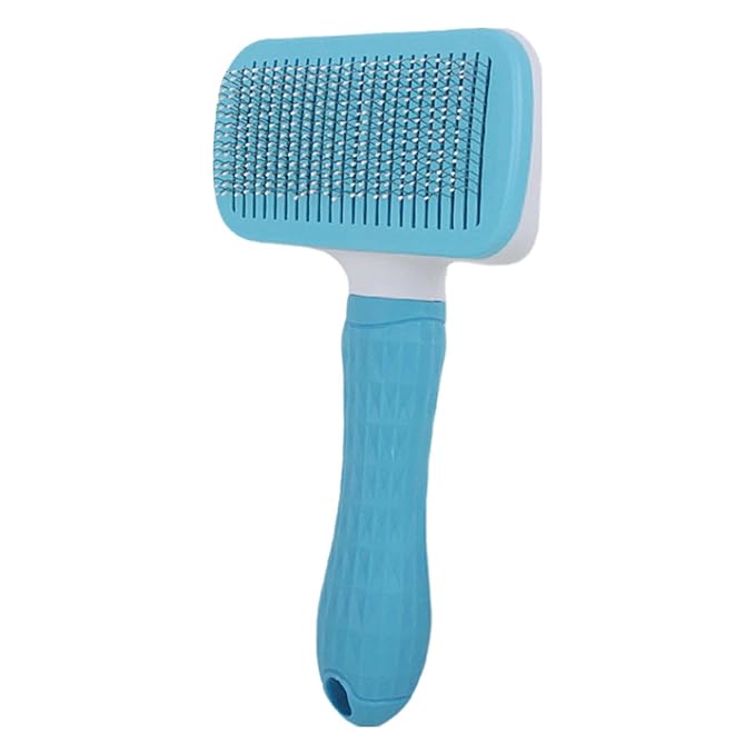 Cat Grooming Brush - 6 inch Self-Cleaning Slicker Comb for Dogs, Cats with Shedding and Massage Function, Undercoat Remover for Loose, Soft Grip Handle, Pet Care Grooming Tool