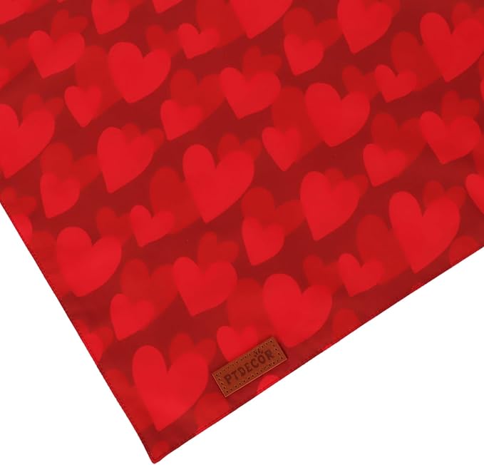 PTDECOR Valentines Dog Bandana, Reversible Red Heart Valentine Pet Scarf, Premium Durable Fabric, Red Bandanas for Small Dogs Pets (Small)