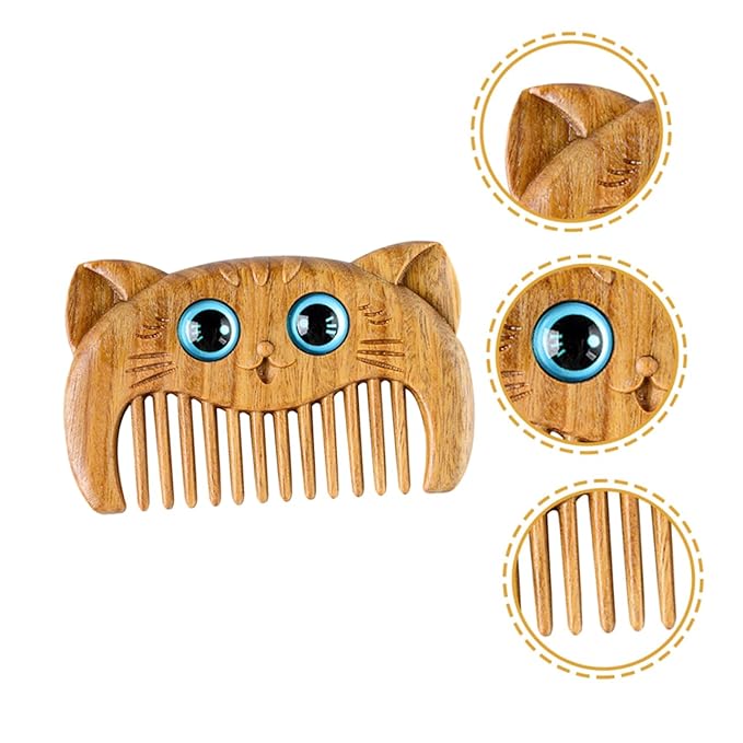 2pcs Wooden Massage Comb Cat Hair Grooming Supplies Sandalwood Combs for Curly Hair