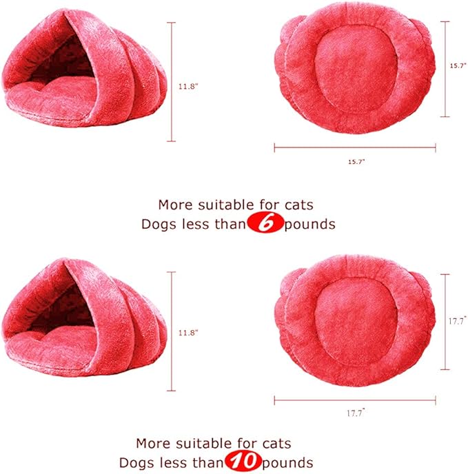 Pet Tent Cave for Small Medium Puppies, Kitty Dogs, Cats - Sleeping Bag With Thick Fleece, Warm Soft Bed, Cuddler Burrow House, Hole Igloo Nest, Cozy for Cat Puppy