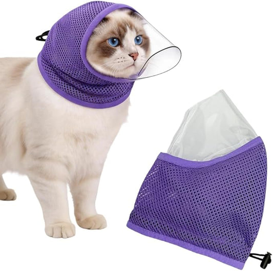 MiOYOOW Cat Muzzle, Breathable Anti-Bite Kitten Head Cover Anti Licking Cat Face Covers for Cats Grooming Nail Trimming Bathing
