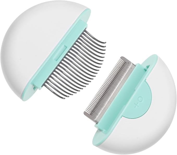 Luxshiny Cat Hair Comb Massage Brush for Shedding and Grooming Long Hair Cats Cleaning and Detangling Tool with Dual Combs and Tangle Removal Portable Pet Grooming Accessory