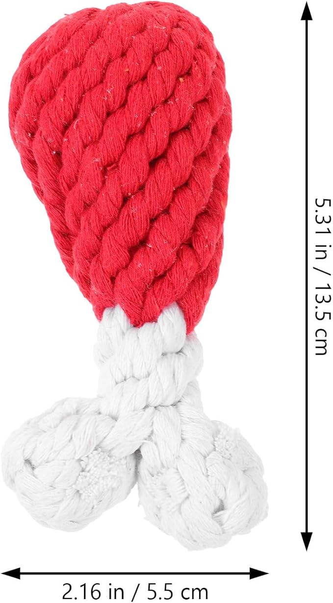 Amosfun Handmade Woven Chicken Drumstick Dog Chew, Small Cotton Rope Sturdy Puppy Teething for Interactive Play, Pet Supplies for Small and Medium Dogs