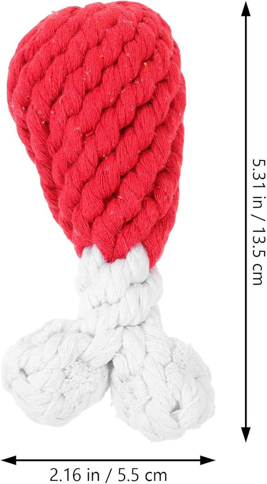 Amosfun Handmade Woven Chicken Drumstick Dog Chew, Small Cotton Rope Sturdy Puppy Teething for Interactive Play, Pet Supplies for Small and Medium Dogs