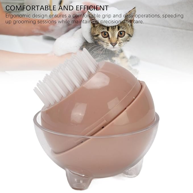Pet Massage Brush, Comfortable Grip and Efficient Design Gentle Remove Loose Hair Pet Grooming Cleanup Comb for Short Haired Dogs and Cats(Gray) (Rose)
