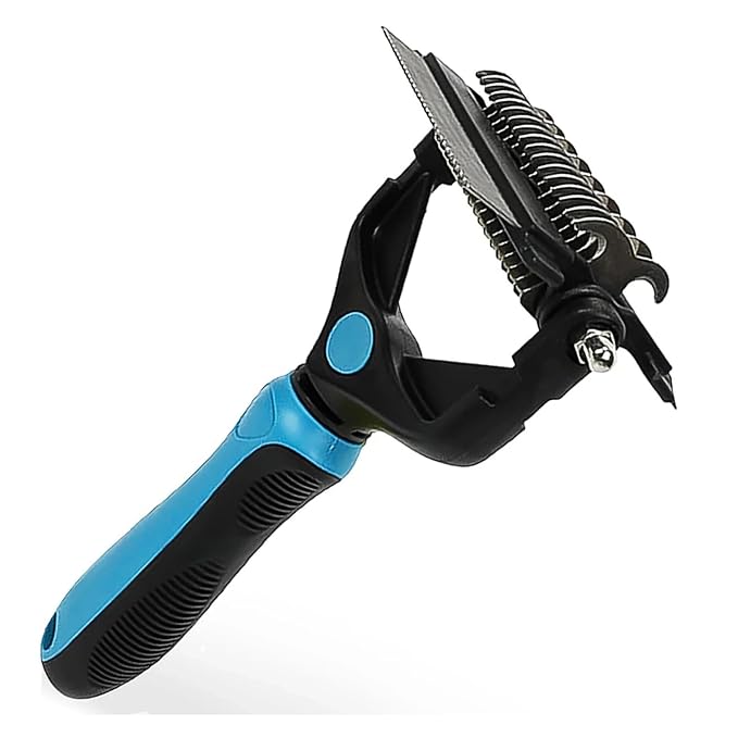 Cat Comb Brushes Dogs Grooming Shedding Supplies Dog Hair Remover Pet Deshedding Brush Pet Fur Knot Cutter Puppy(Blue)