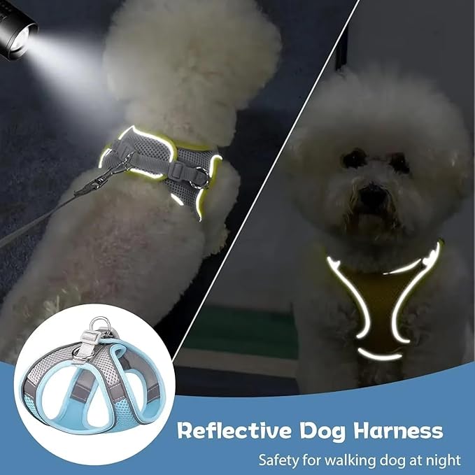 Escape Proof Dog Harness and Leash Set for Small Dogs Cats Puppy Harness Vest Reflective Kitten Walking Lead Leash Pet Supplies XL 6-11 Kg/Yellow