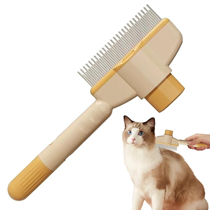 Dog Brush - with Release Button Grooming Comb,Long Hair Cat Brush Dematting Comb | for Long Short Puppy Kitten Pet Undercoat Indoor Home Travel Bath Massage