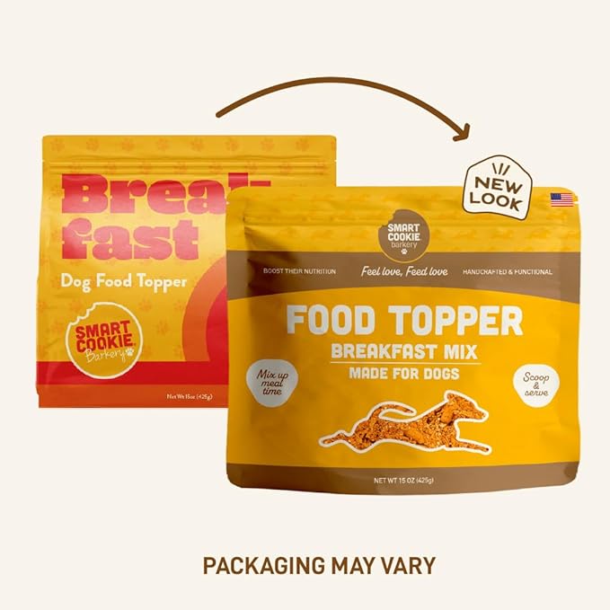 Smart Cookie Natural Dog Food Topper - Breakfast - Egg Dog Meal Mixers for All Ages - Food Topper for Picky Eaters and Boosting Nutrition - Non GMO, Made in The USA - 15 oz Bag (30 Day Supply)
