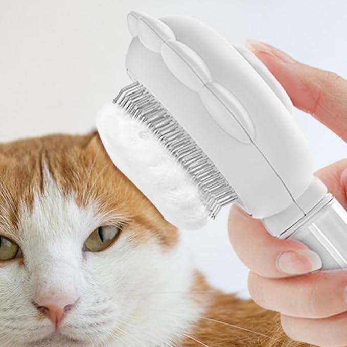 Pet Spray Hair Removal Comb, Dogs and Cats to Remove Tangled and Loose Hair, Self Cleaning Cat Grooming Brush for Massage, Deshedding Dog Brush for Pets Cats Dogs (white)