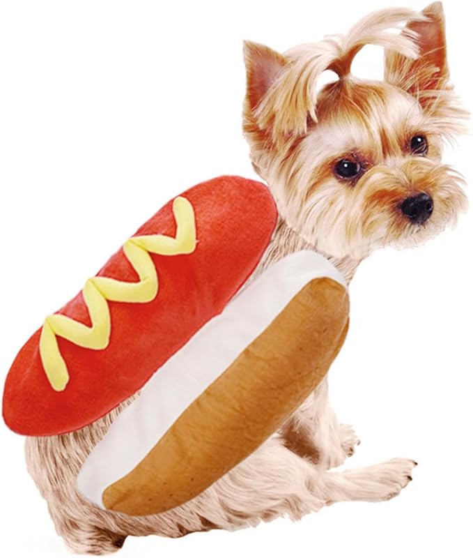 Hot Dog Pet Costume Burger Design Cartoon Dog Cat Clothes M Size Decorative Festival Outfit for Photography and Party Supplies
