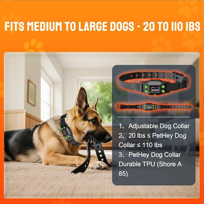 Wireless Dog Fence System. PetHey GPS Dog Collar Fence System,IPX7 Waterproof Collar, 25–999 Yd Adjustable Boundary, Auto Memory Setting,Vibration & Shock Collar for Dogs,Dog Fencing Outdoor for Yard