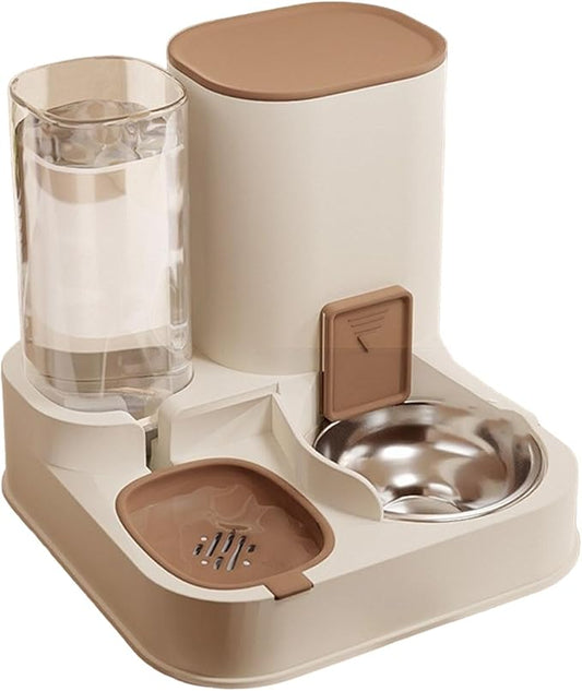 Cats Feeders and Water Dispenser 2 in 1 Pet Automatic Water Dispenser Pet Food Storage for Small Dog Puppy Cats