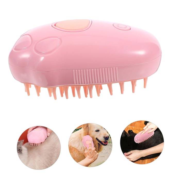 Hemoton 2pcs Steam Brush for Cats and Dogs Self-cleaning Bathing and Grooming Tool Gentle Massage and Tangled Hair Removal Safe for
