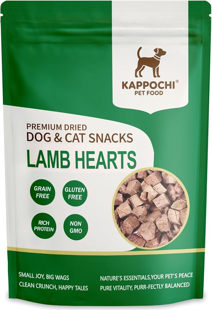 Freeze-Dried Raw Lamb Heart Dog Treats, 1.76oz(50.0g), 100% Single Ingredient, High Protein Training Treats, No Additives, Grain Free, Gluten Free