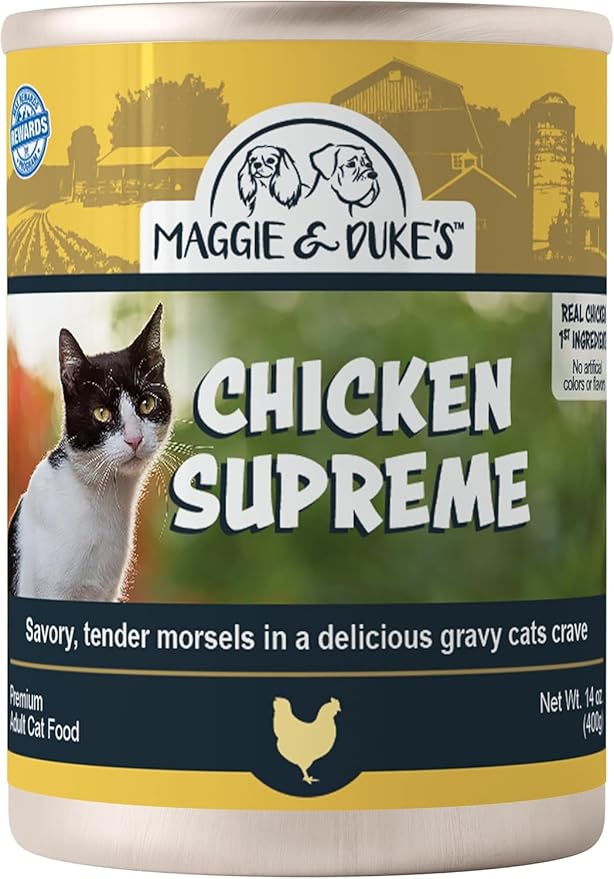 CountryMax Maggie and Duke’s Canned Cat Food – 14 oz – High-Protein, Grain-Free Wet Food for Adult Cats & Kittens (Case of 24 Cans, Chicken)