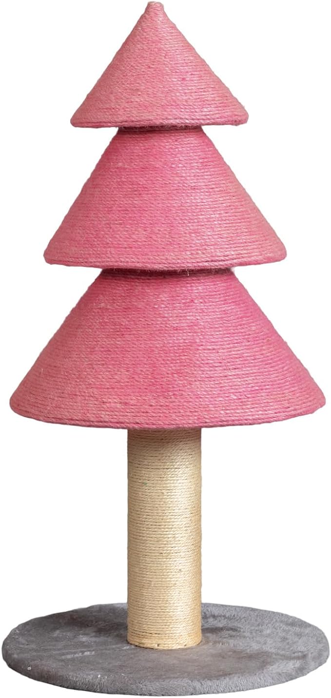 VINGLI Pink Christmas Tree Scratching Post Decor Indoor Bedroom Living Room Nature Cat Tree