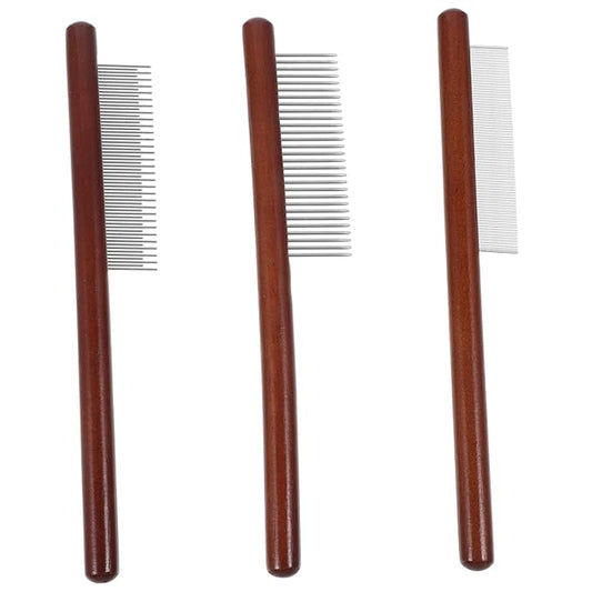 Garneck 3pcs Pet Grooming Comb Handle Comb for Cats Dematting Tool for Fur Types Portable Easy to Use Pet Supply