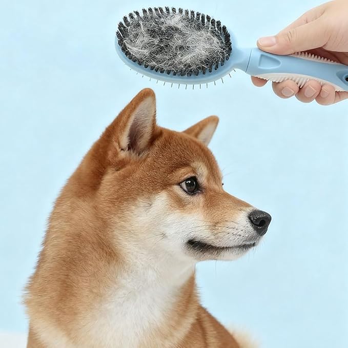 Dog Cat Comb Double-Sided Steel Needle Combs Pet Grooming Combs Brush for Short Long Hair Dematting Comb Pet Supplies Dematting Tools - Pink