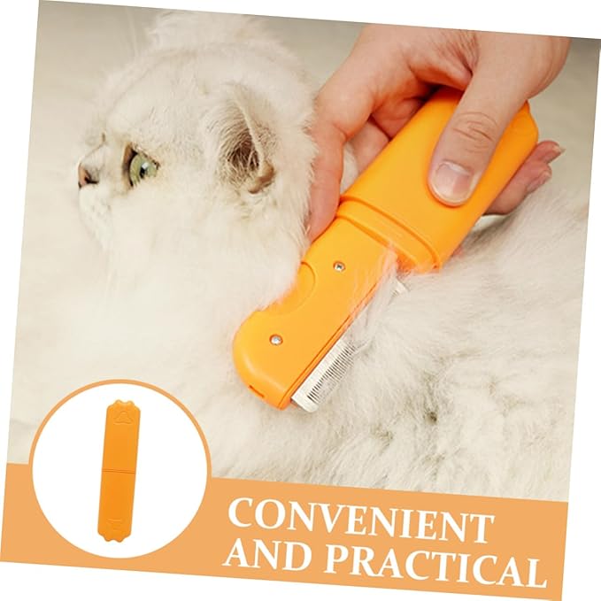 Cabilock Pet Comb for Cats and Dogs, Orange Fine-tooth Dematting Hair Removal Comb, Effective Shedding and Detangling Tool for Small and Medium Pets Grooming