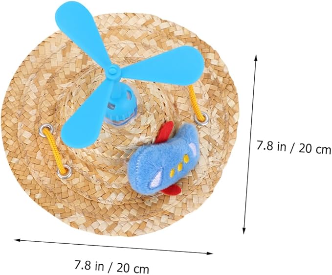 Pet Straw Hat with Propeller Decorative Knitted Woven Straw Cap for Dogs Large Size Photo Props Summer Pet Supplies