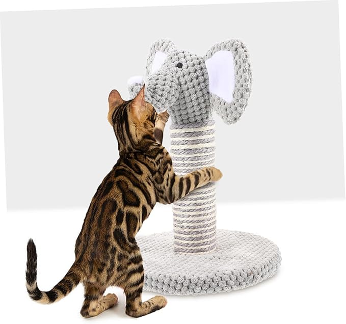 Homoyoyo 2pcs Small Elephant Zebra Pattern Cat Scratching Post Climber with Sisal Rope Floor Scratching Pole for Kitten Indoor Play and Rest