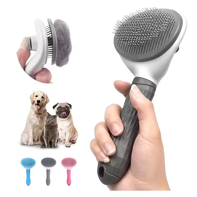 One Click Press Pet Hair Removal Cleaning Brush Pet Comb Cat And Dog Hair Specialized Pet Supplies Remove Floating(Pink)