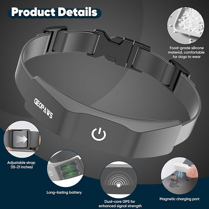 GPS Electric Dog Fence with Free App, Wireless Fence System with Training Collar, Adjustable of Dogs Portable for Outdoor Use, Rechargeable Waterproof Flexiable Collar, (Grey)