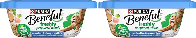 Beneful Purina Gravy Wet Dog Food, Prepared Meals Roasted Turkey Medley - (8) 10 oz. Tubs (Pack of 2)