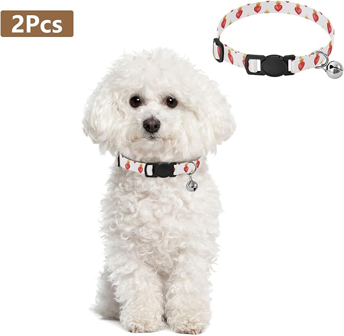 Dog Collar Hearts Fire Pattern Dog Collars Cute Puppy Collar Adjustable Cat Pet Collar for Dogs Cats Pets Supplies 2 Pack