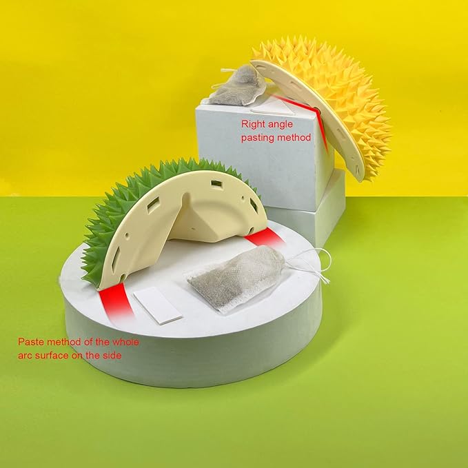 BestAlice 2 Pack Cat Self Groomer, Cute Durian Shape Wall Mounted Dog Cat Corner Scratcher, Wall Corner Groomers Brush Cat Massage Comb, Self-adhesive Cat Scratcher Pet Grooming Supply (Green+Yellow)