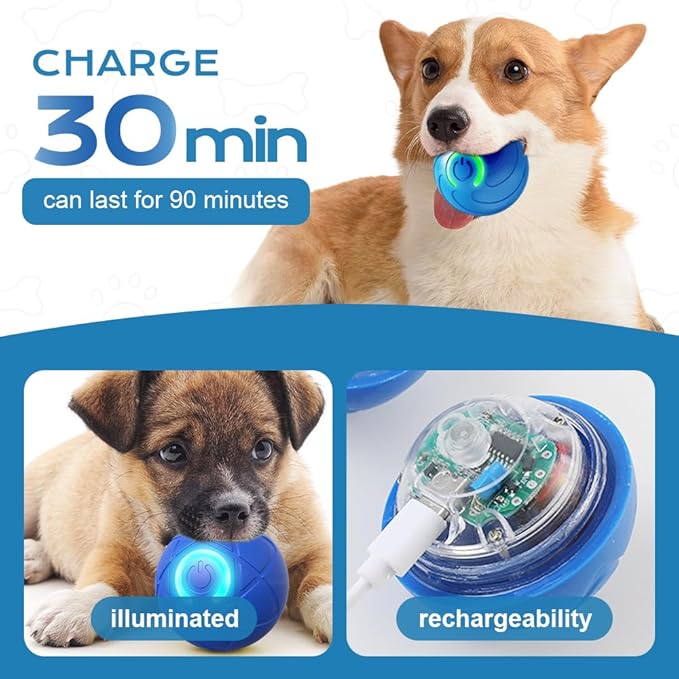 Interactive Dog Ball, 2026 Upgraded Activated Automatic Rolling Balls for Dogs, Self Moving Vibrating Smart Jumping Bouncing and Rotating Pets Toy to Keep Them Busy (New-Blue)