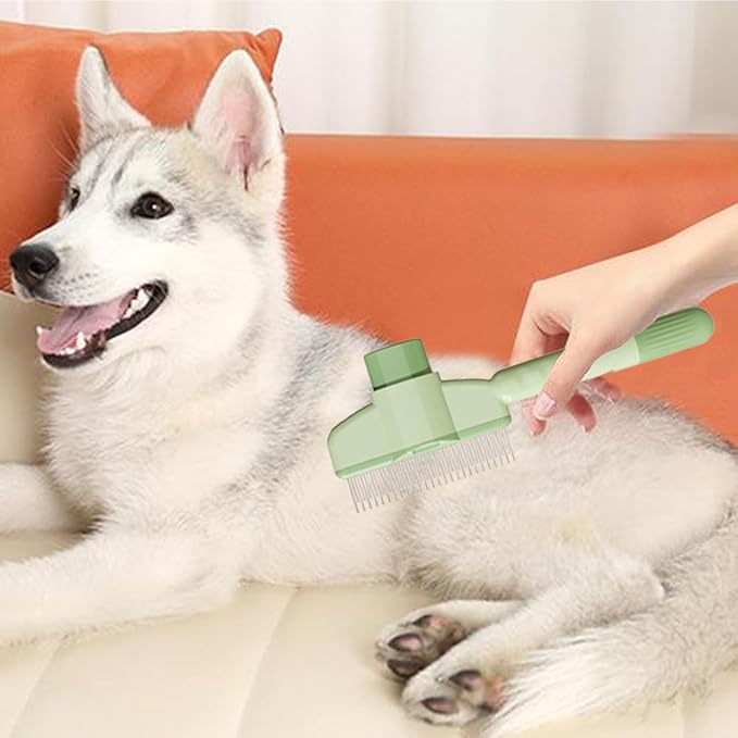 Pet Knotting Comb for Dogs, Cat Grooming Comb for Hair Knots, Puppy Grooming Combs, Pet Hair Remover Combs, Flea Cleaning Brush with Button Function
