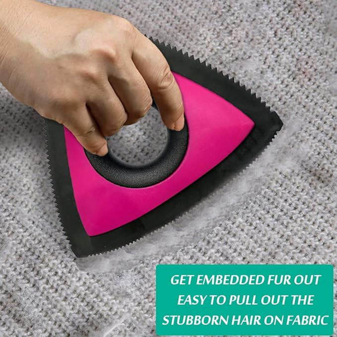 Triangle Edge Pet Hair Remover Dog Removal Device Sofa Car Portbale Silicone Brush Cleaner Supplies(Red)