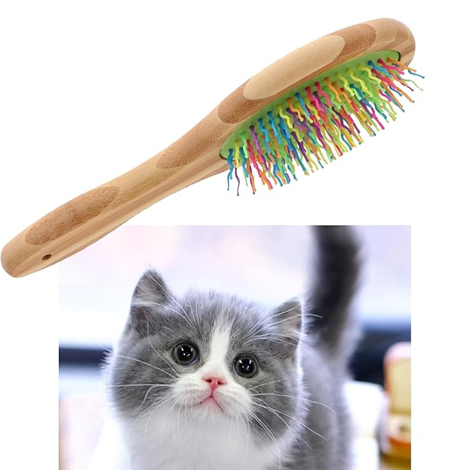 Wood Dog and Cats Comb with Colorful Massage Pin for Easy Detangling and Grooming for Home and Pet Hair Salon Use Cats Grooming Comb