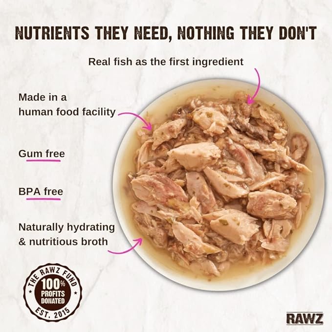 Rawz Natural Premium Canned Cat Wet Food Shredded -12 Pack Cans Variety Bundle -4 Flavors - (Tuna & Salmon, Chicken Liver, Tuna & Chicken, Chicken& Pumpkin) (5.5 oz Can Lid)