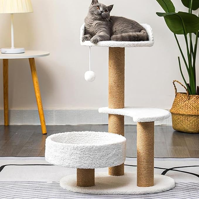 Veemoon Cat Scratching Post Replacement 7cm Diameter 35cm Solid Wood Rope Scratcher Pole Wear-Resistant Jute for Indoor Cats