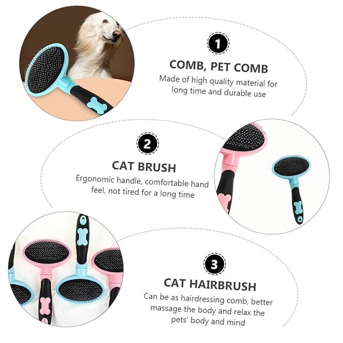 Totority PET Grooming Brush for Dogs and Cats Adjustable PET Massage Comb Effective Shedding Tool for Long and Short Hair for Easy Fur Removal