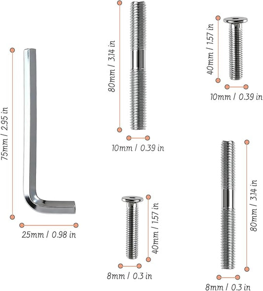 Cat Scratching Post Replacement Screws Set, M10 and M8 Bolt, Cat Tree Replacement Parts Threaded Bolt Screws with Allen Wrench, Not Include Cat Scratching Post