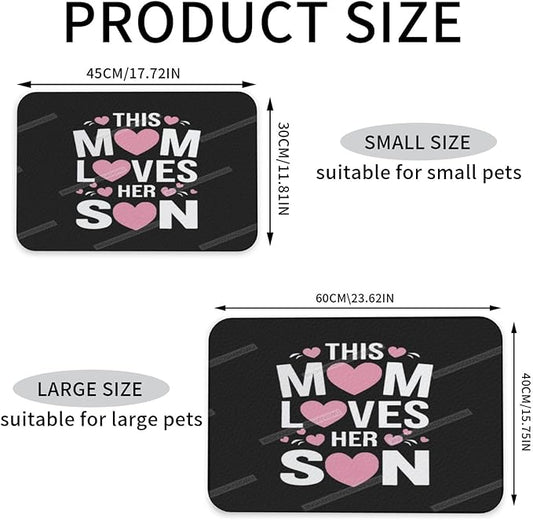 Pet Feeding Mats with Residue Collection Happy Mother's Day Floral Gift for Mom Jl Waterproof Dog Cat Bowl Mat 24x16In with Prevent Water Food Spills