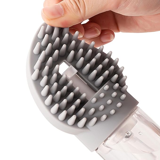 Pet Bath Brush, Soft Bristles, 17.7cm, Cat Grooming Comb, Ergonomic Handle Brush, Portable & Lightweight, for Shower, Bathing, Shedding, Dogs, Cats, Bathroom